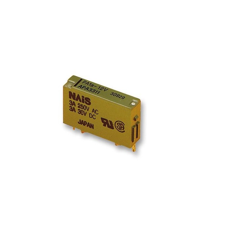 PA1A-12V RELÉ, SPST-NO, 250VAC, 30VDC, 3A