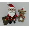 Amigurumi Santa Claus with sack and reindeer