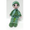 Amigurumi green suit doll