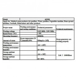 OZONE GENERATOR 500mg / h WITH TRANSFORMER. 220VAC