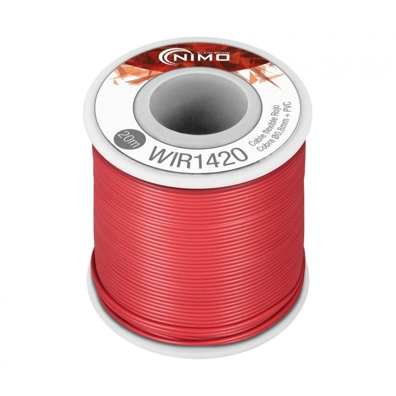 WIR1420 CABLE FLEXIBLE 0.8MM, 20M ROJO