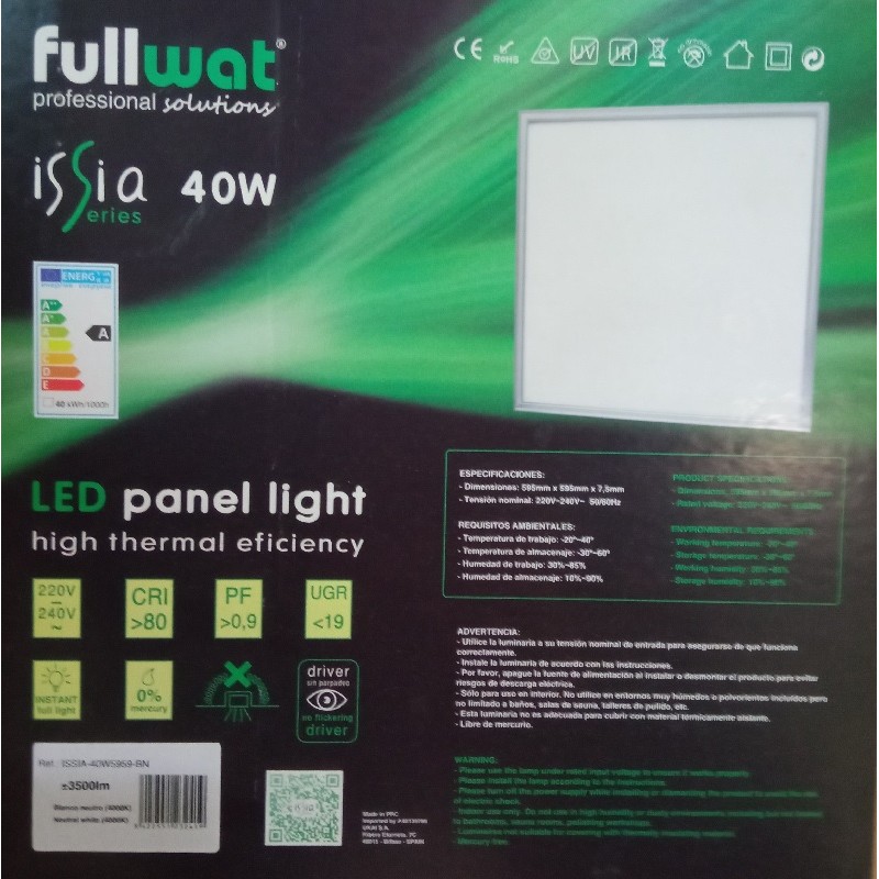 ISSIA-40W5959-BN  LED PANEL LIGT 595x595, 4000K, 3500 lm