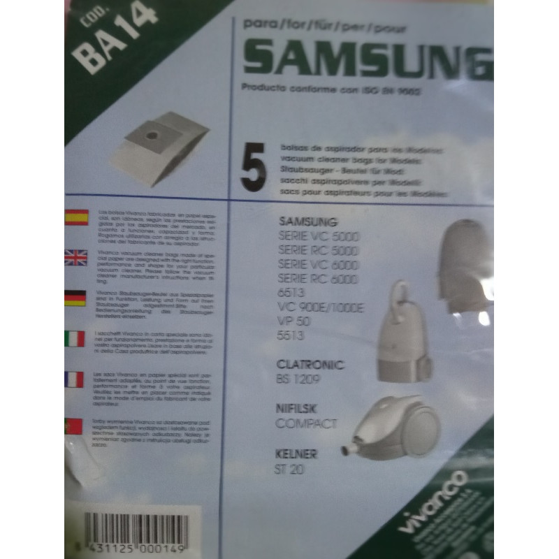 BOLSAS ASPIRADOR BA14 PARA SAMSUNG 5 UNI