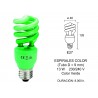 LAMPARA BAJO CONSUMO ESPIRAL 13W E-27 VERDE 2600723