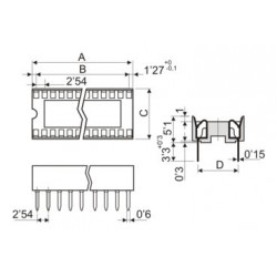 socket ic 16 Pins 8X2, ZON016N, 4900/16 18900/16